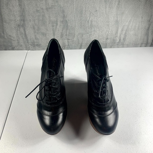 Laura Brandon Haley Womens Oxford Sz 9.5 Black Leather Platform Wedge Shoes - Picture 3 of 12